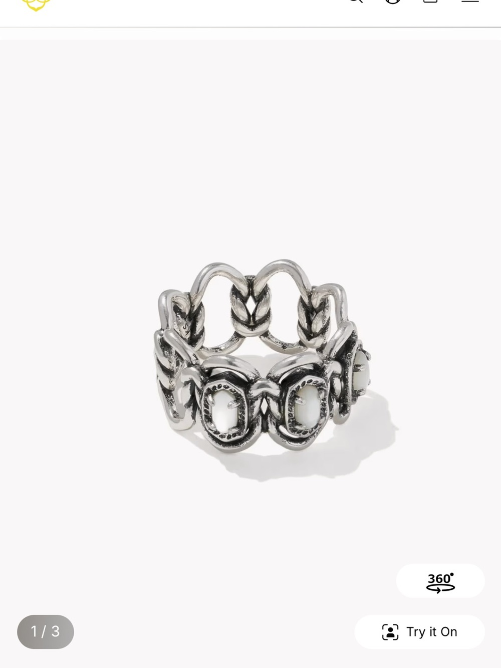 Kendra Scott Silver-Tone White Stone Link Ring